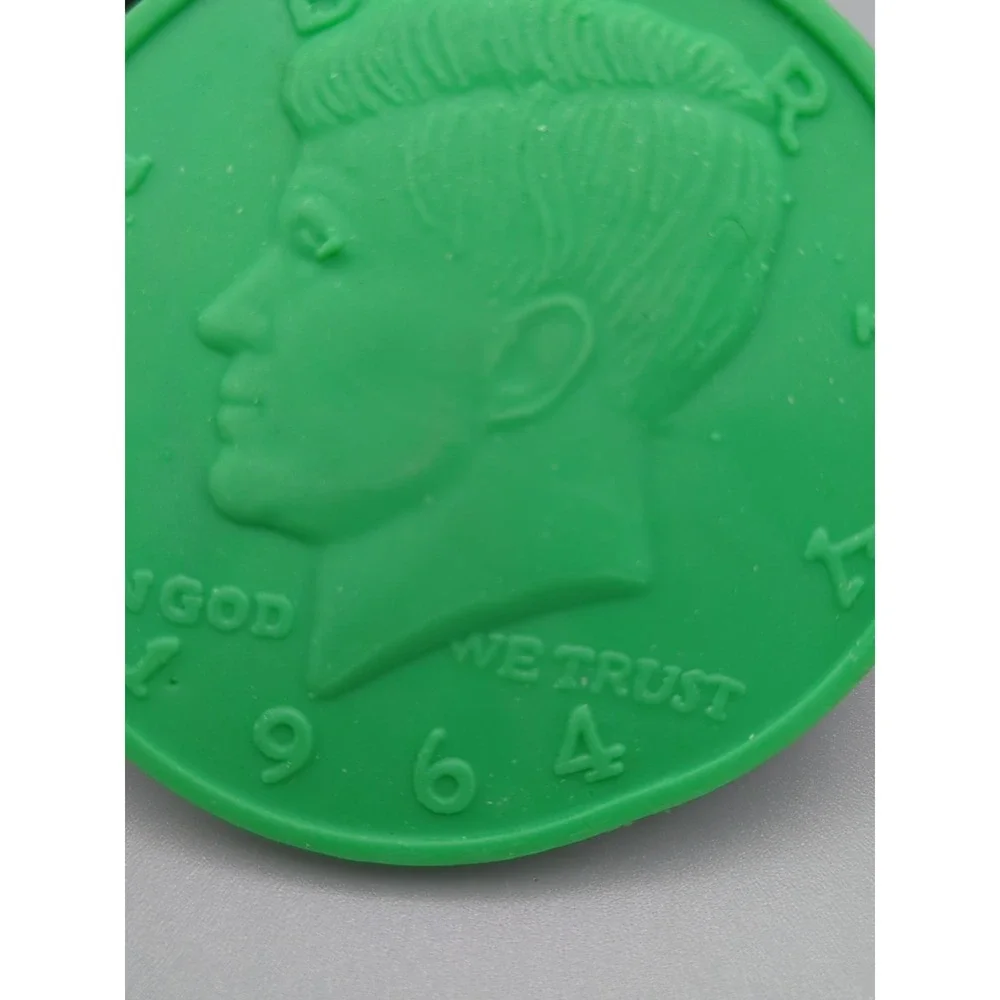 Novelty 1964 JFK Kennedy US‎ Half Dollar Eraser Green Rubber Error Coin Gag Gift